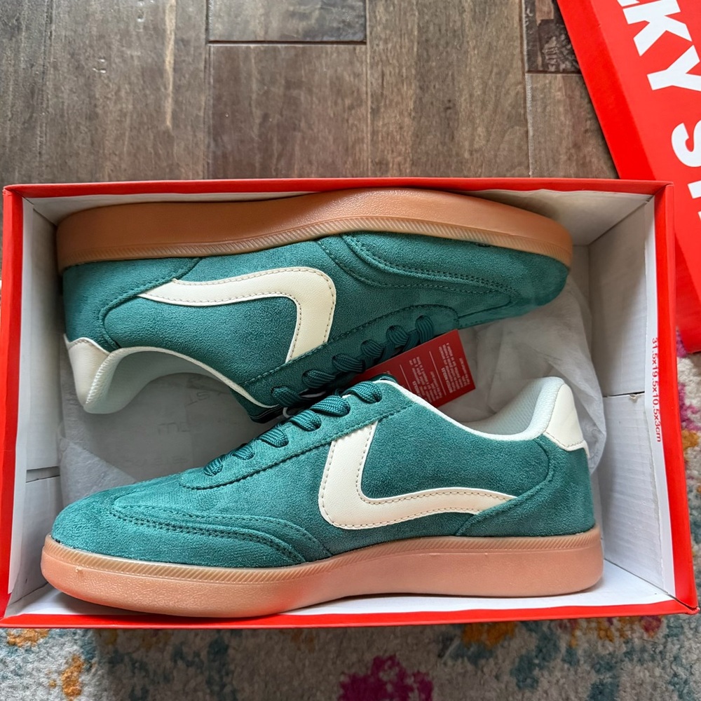 Stylish Women's Teal Suede Sneakers